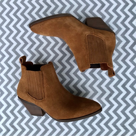 Excellent Condition Portland Leather Goods Patina Sienna Suede Ankle Booties Sz6 - Picture 2 of 5